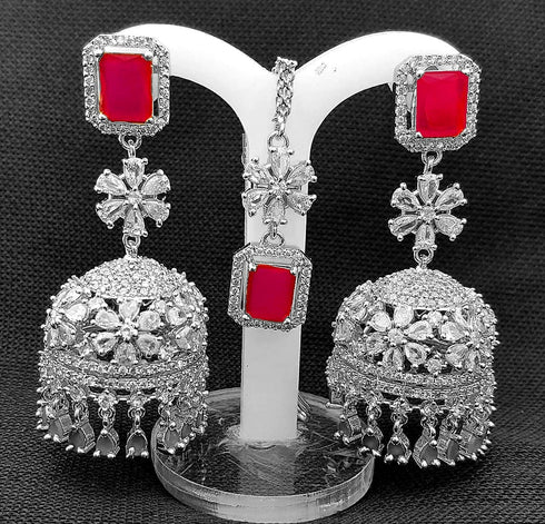 American Diamond Zirconia Jhumki Set - D173